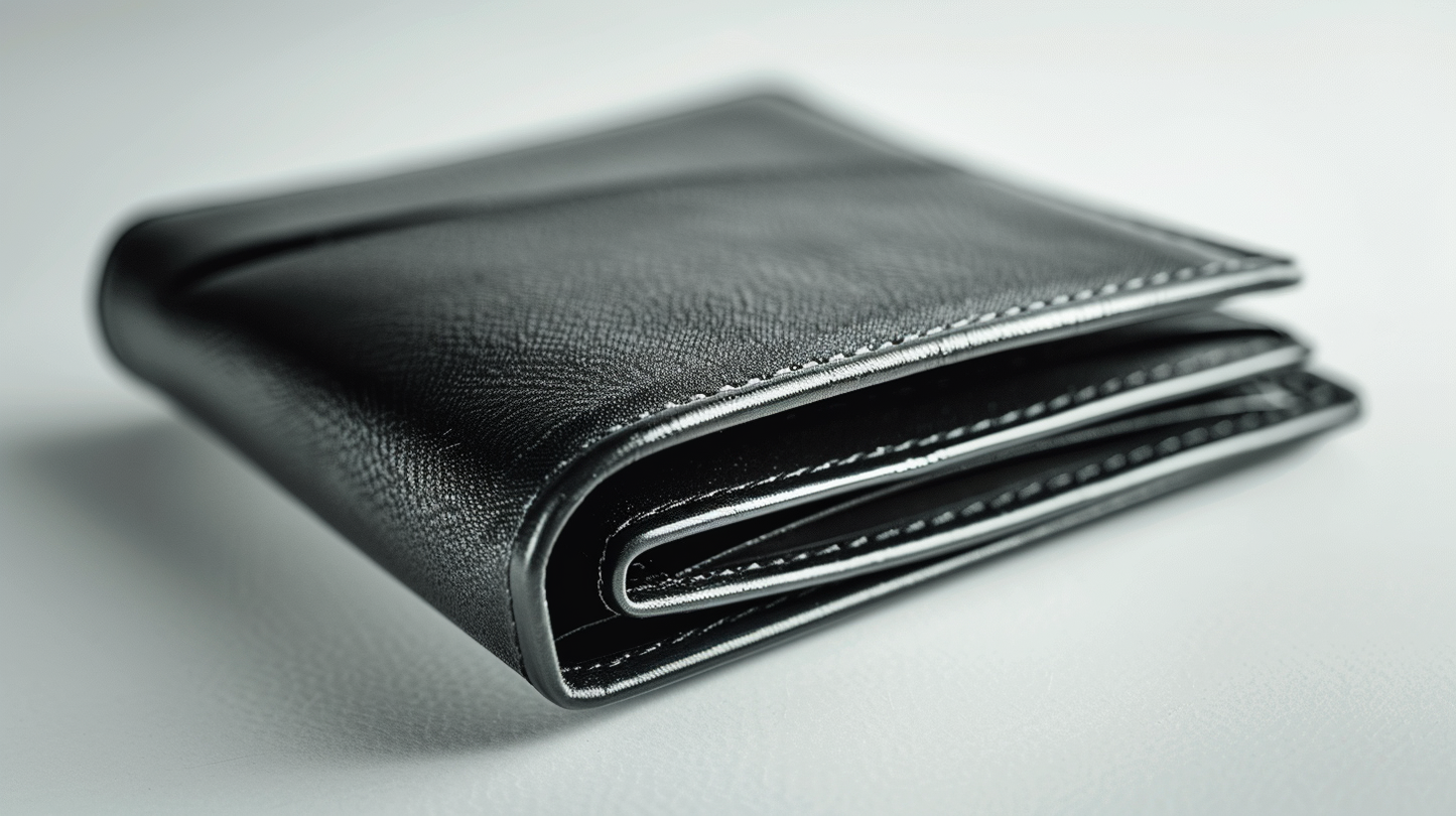 Porte Monnaie Homme Luxe dans un fond gris professionel