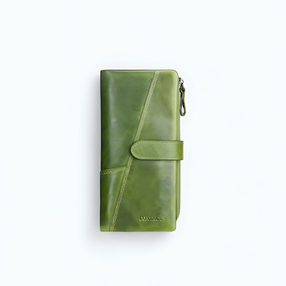 Grand Portefeuille Femme en Cuir Vert