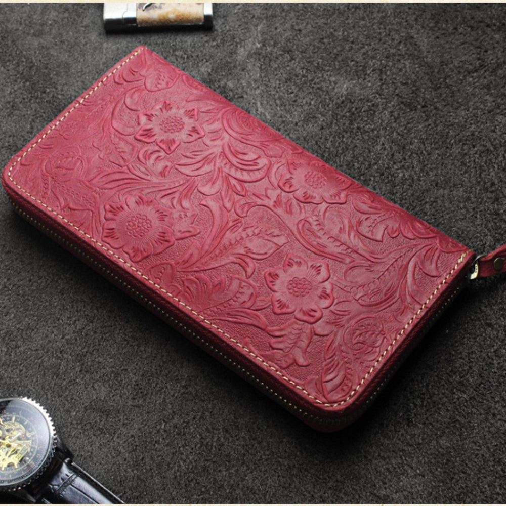 Grand Portefeuille Femme Rouge Cuir Rouge