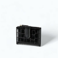 Petit Porte Monnaie Porte Carte Croco Femme Noir