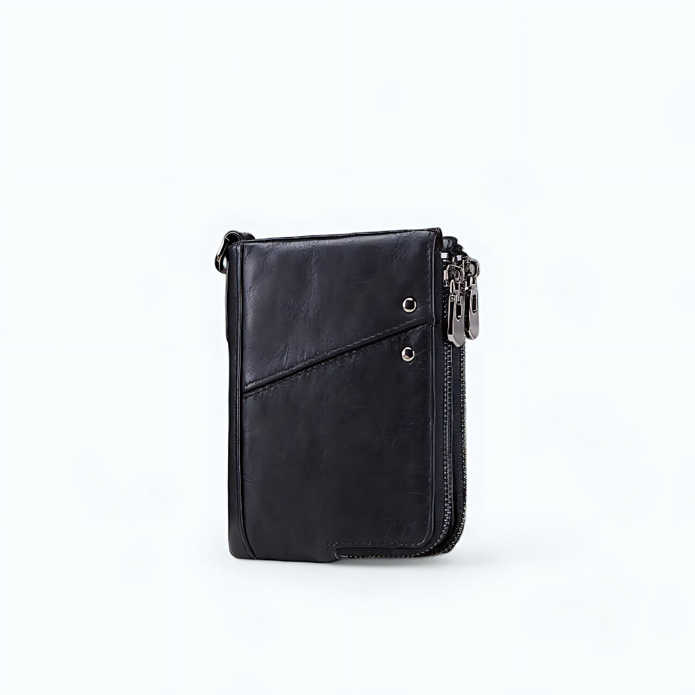Petit Portefeuille Femme Cuir Noir