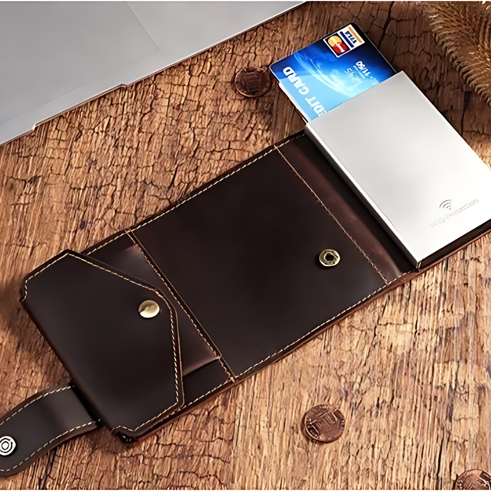 Porte Carte Bancaire En Cuir Marron