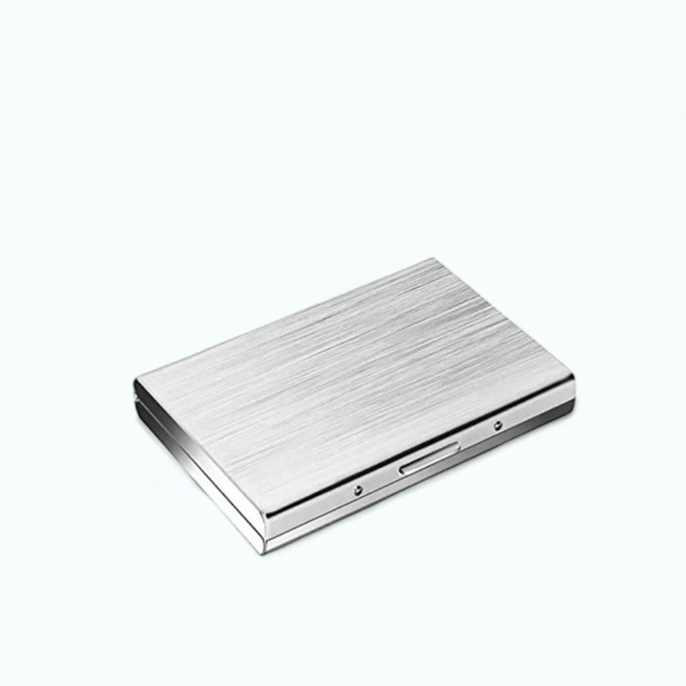 Porte Carte Bleue En Métal Argent