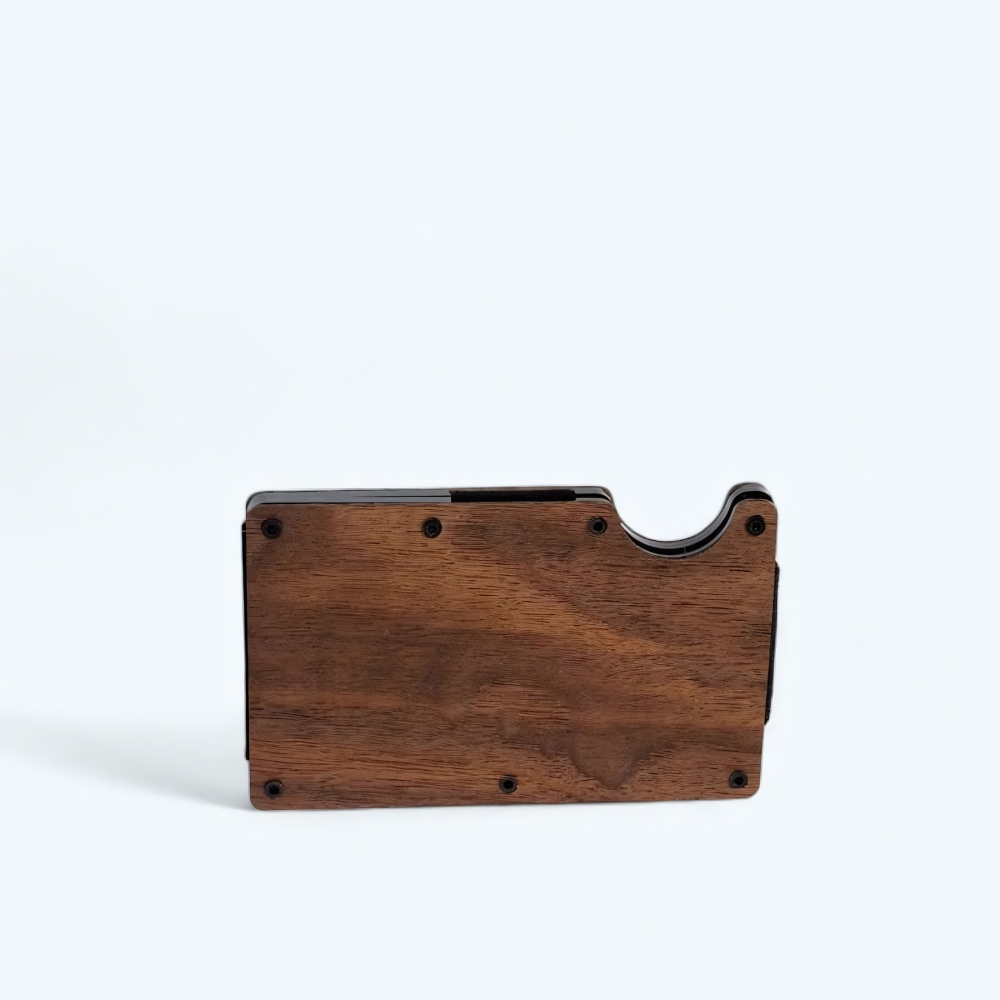 Porte Carte Coque Rigide Bois brun