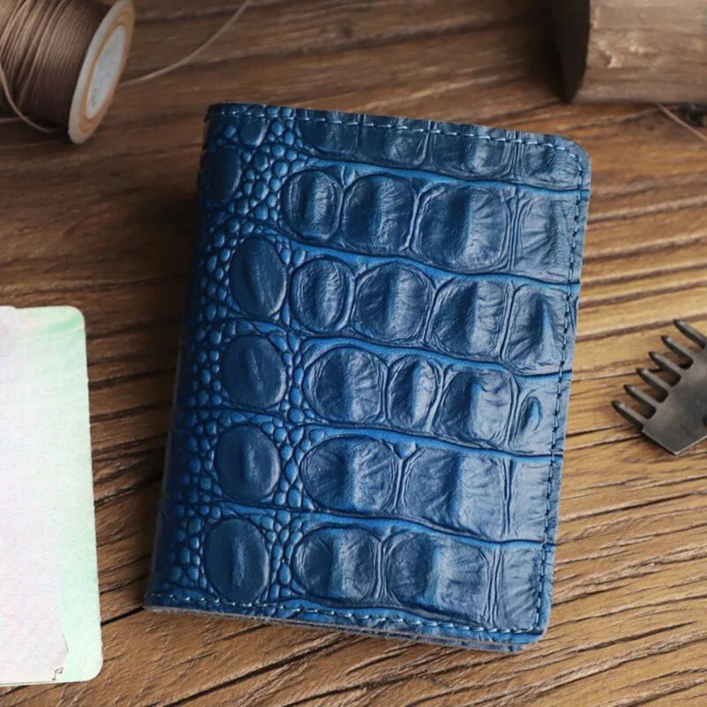 Porte Carte Cuir Bleu Homme Bleu