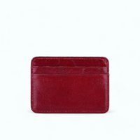 Porte Carte de Crédit Cuir Rouge bordeaux