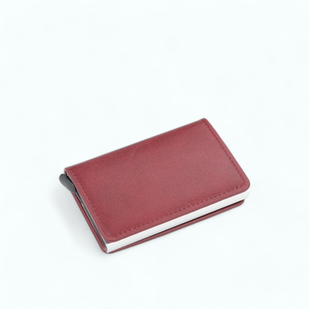 Porte Carte de Crédit Rigide Rouge foncé