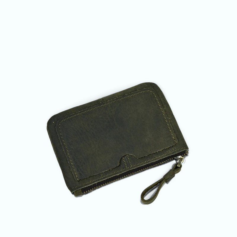 Porte Carte Homme Zippé Vert foncé