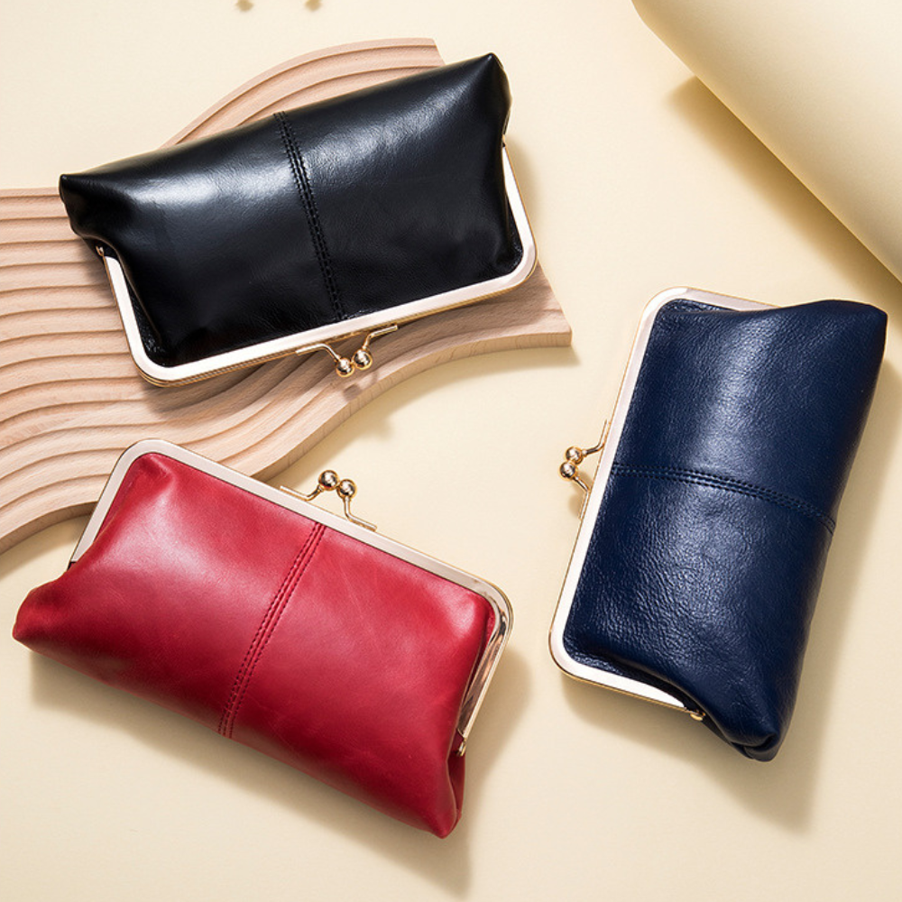 Porte Monnaie Cuir Femme Bleu Bleu