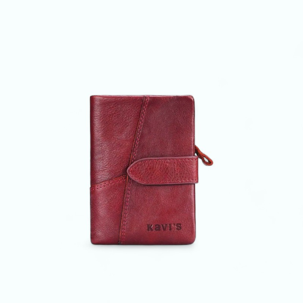 Porte Monnaie Cuir Gras Rouge Bourgogne