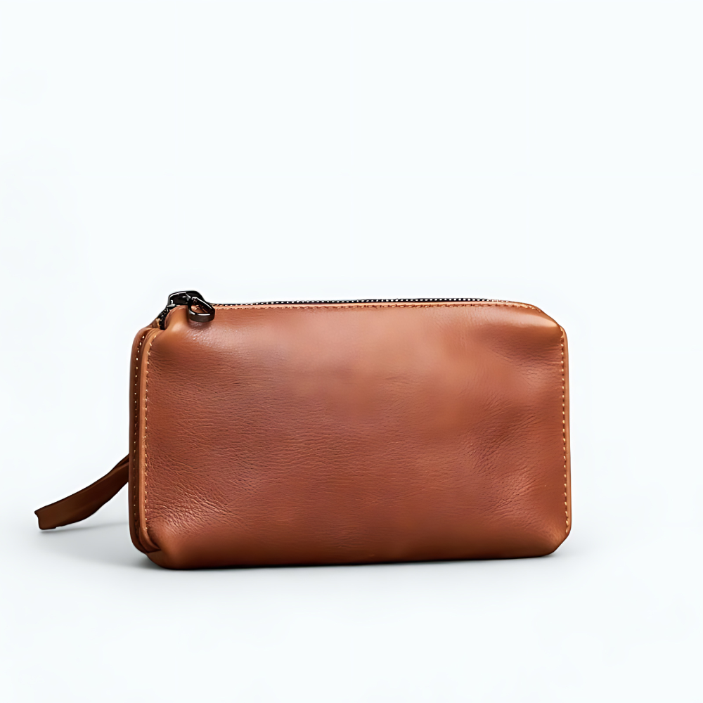 Porte Monnaie Homme avec Zip Marron