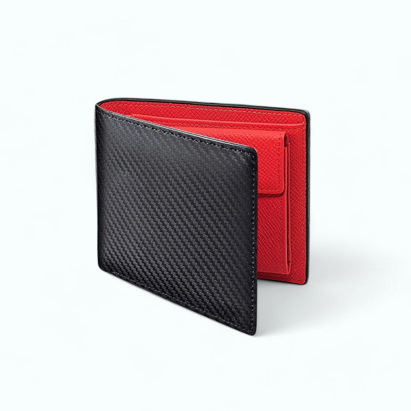 
                  
                    Porte Monnaie Homme Pratique Noir intérieur rouge
                  
                