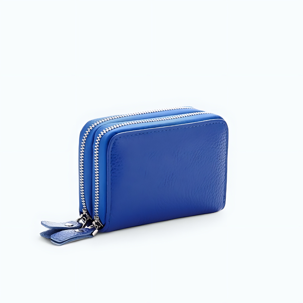 Porte Monnaie Porte Carte Cuir Femme Bleu