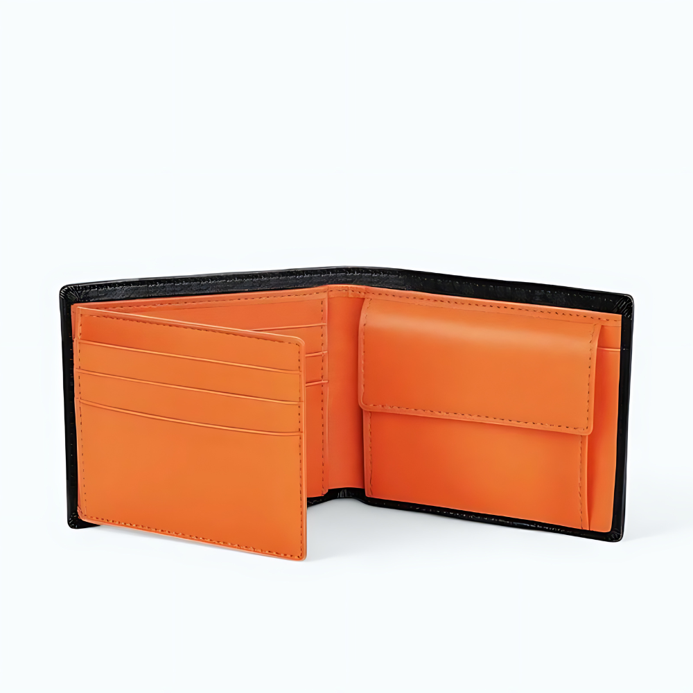Portefeuille 3 Volets Ado Garçon Noir | Orange