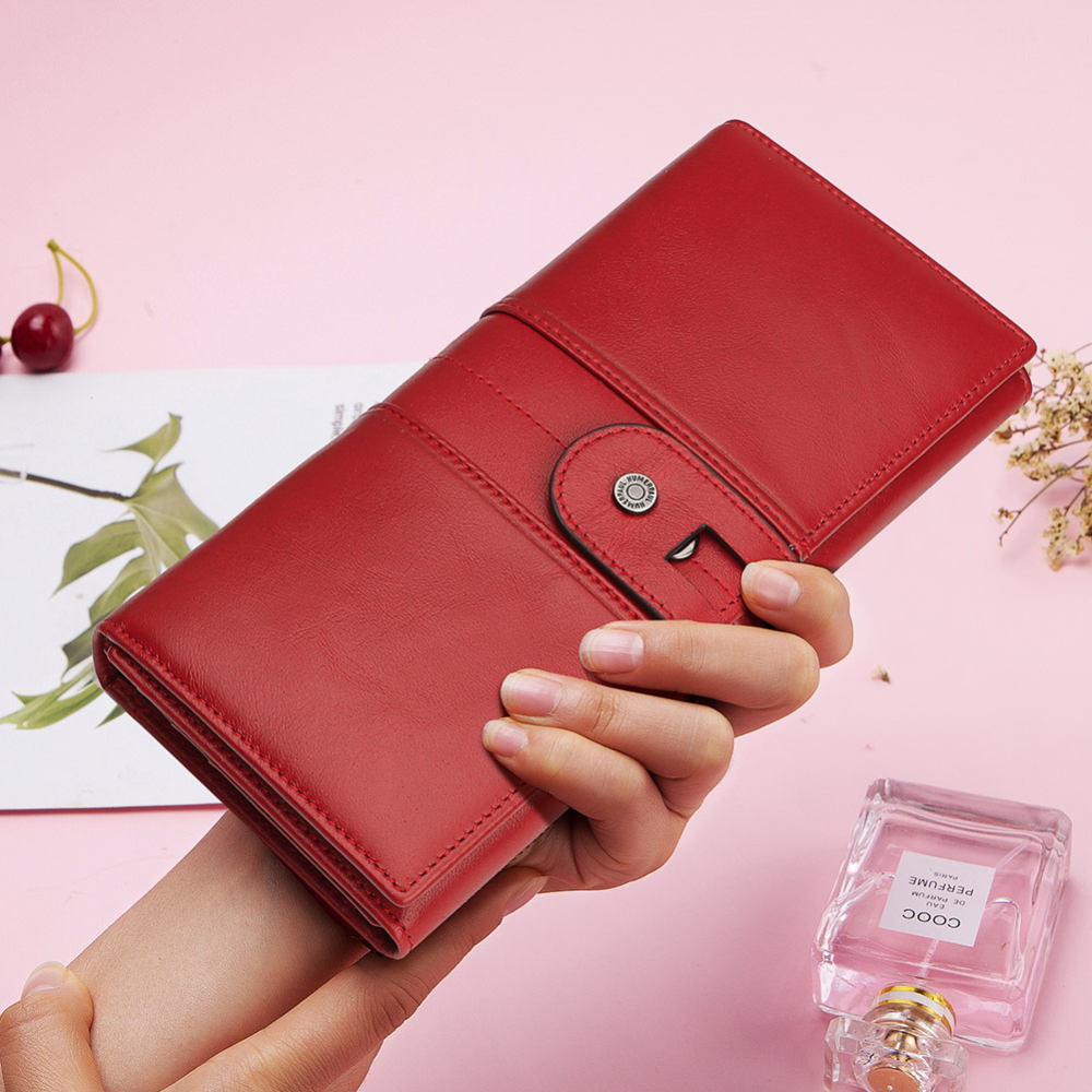Portefeuille Cuir Femme Rouge Rouge