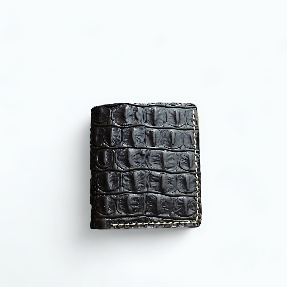 Portefeuille Cuir Homme Style Croco Noir