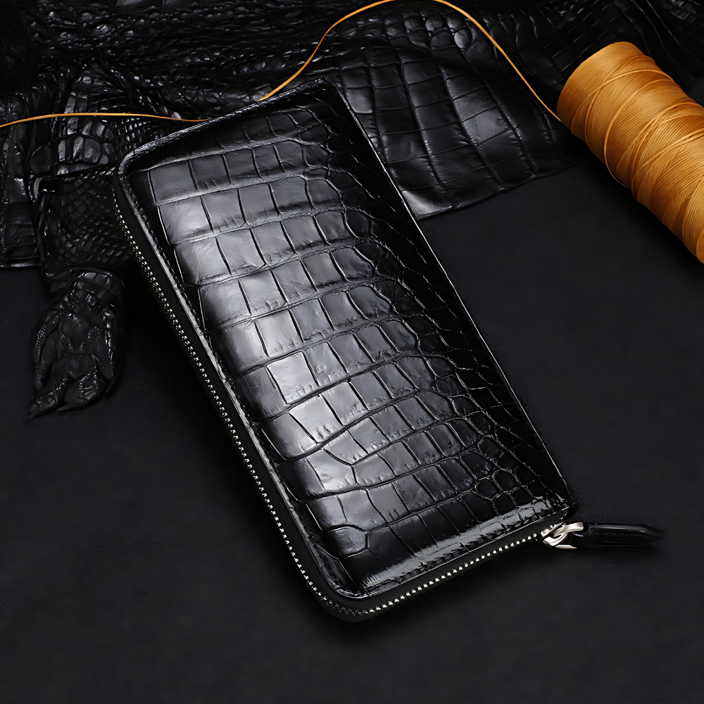 Portefeuille En Crocodile Homme Noir