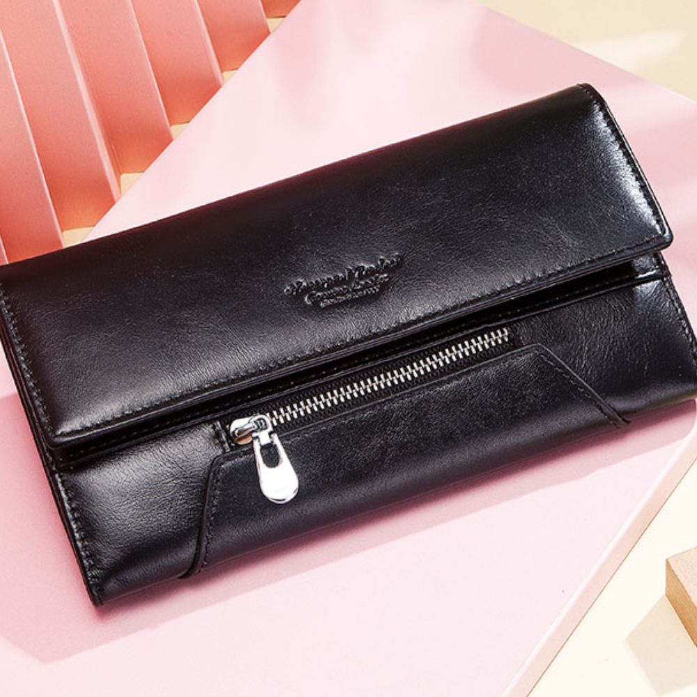Portefeuille Femme Cuir Noir Noir