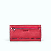 Portefeuille Grande Capacité Femme Rouge
