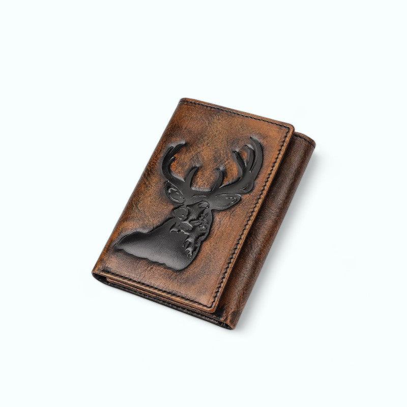 Portefeuille Homme 3 Volets Cuir Sécurisé Café