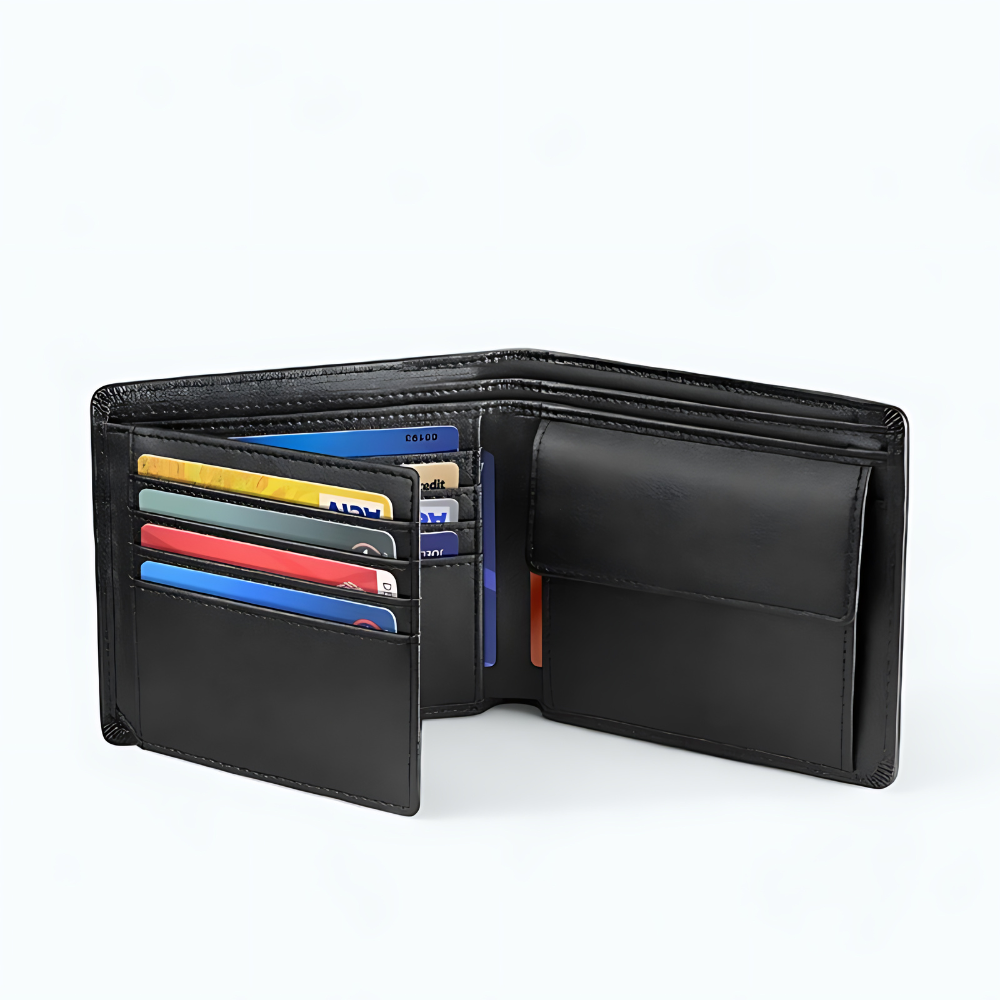 Portefeuille Homme Cuir 3 Volets Noir
