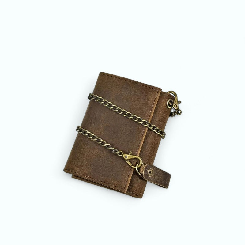 Portefeuille Homme Cuir avec Chaine Café