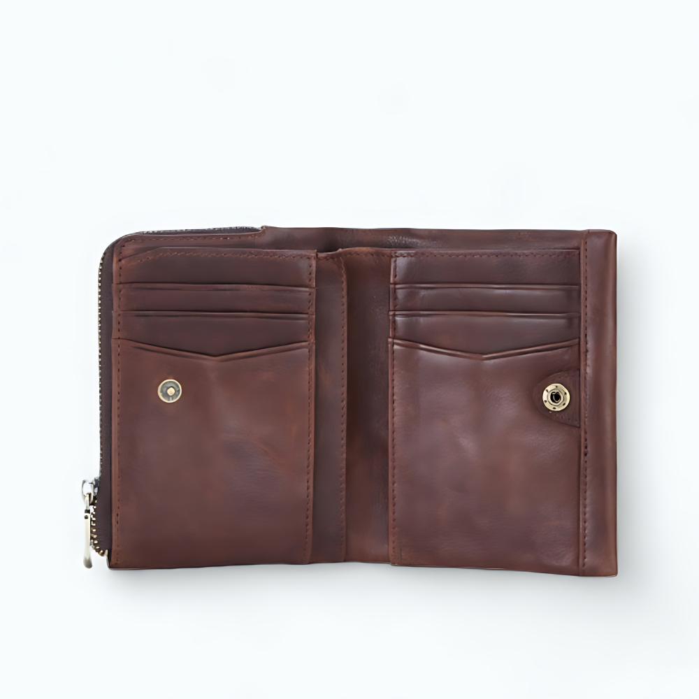 Portefeuille Homme Cuir Biker Café