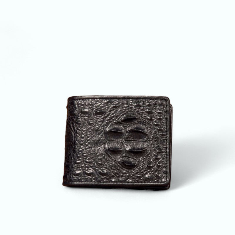 Portefeuille Homme Cuir Crocodile Noir