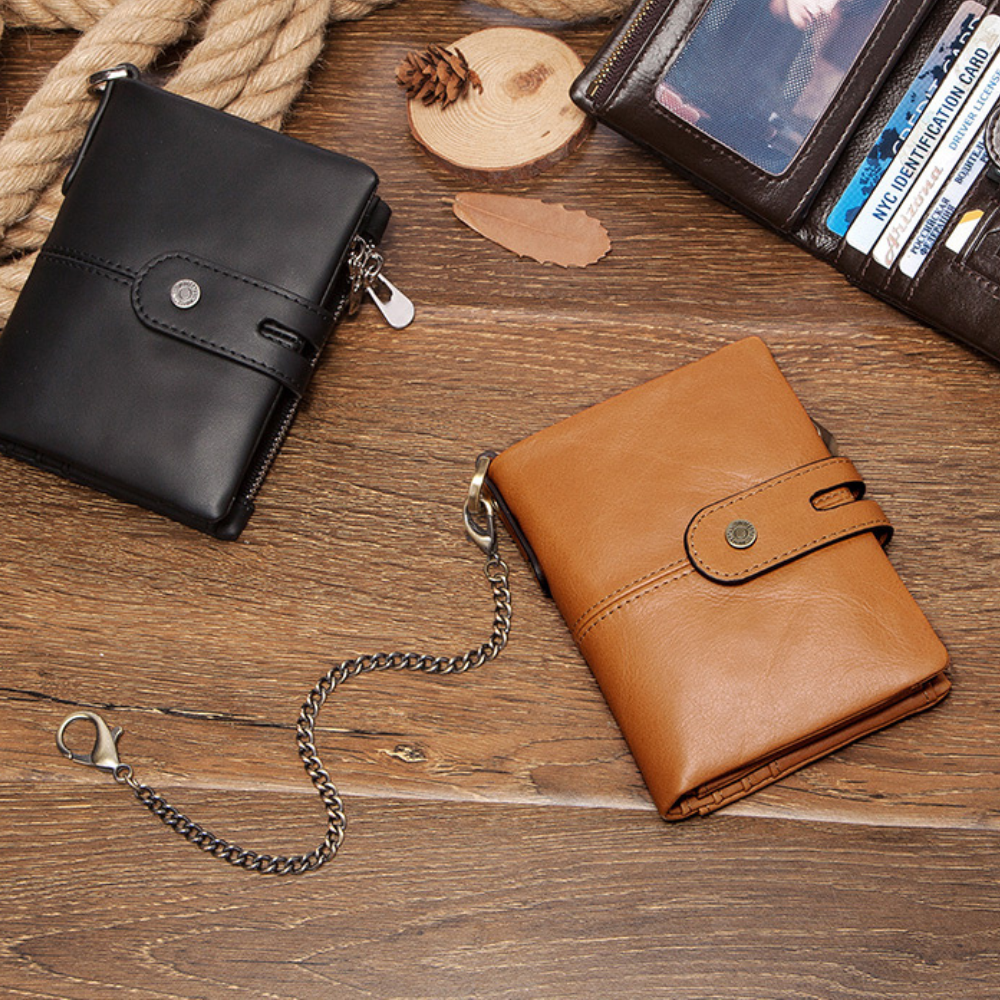 Portefeuille Homme Cuir Marron Clair Camel