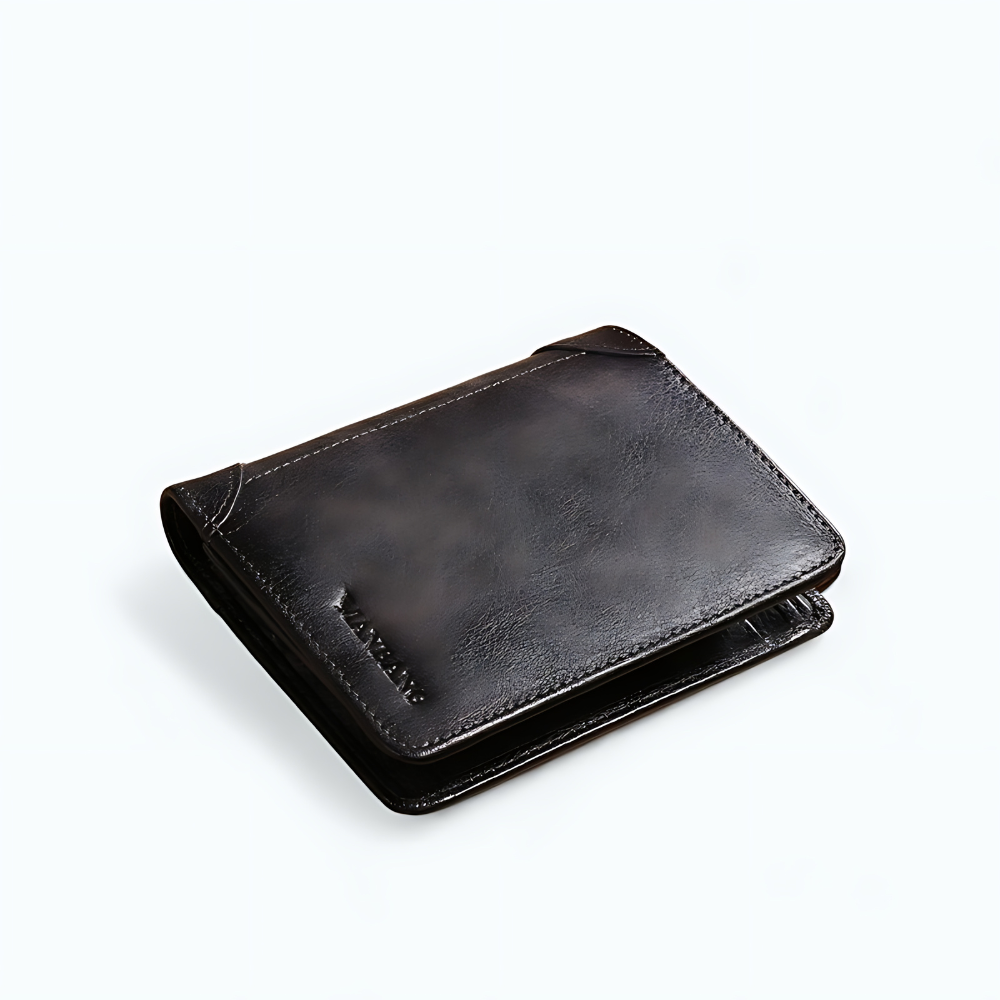 Portefeuille Homme Cuir Vintage Noir