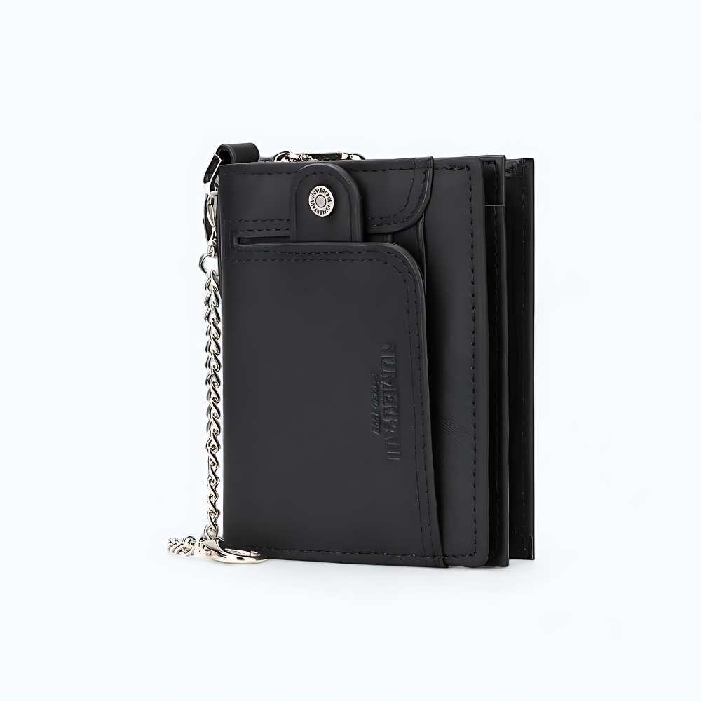 Portefeuille Zippé Homme Luxe Noir